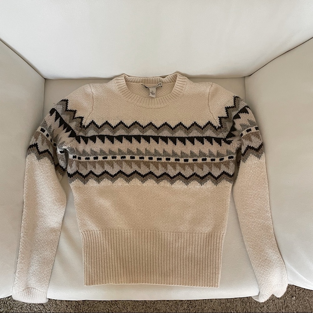 🍂 Cream Fair Isle Autumn Cashmere Sweater XS 🍂